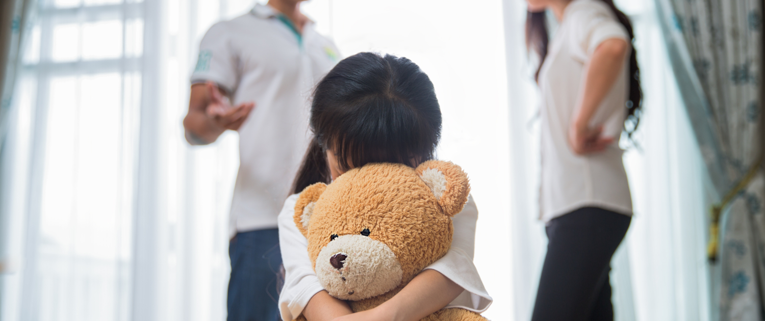 Sad child from this father and mother arguing